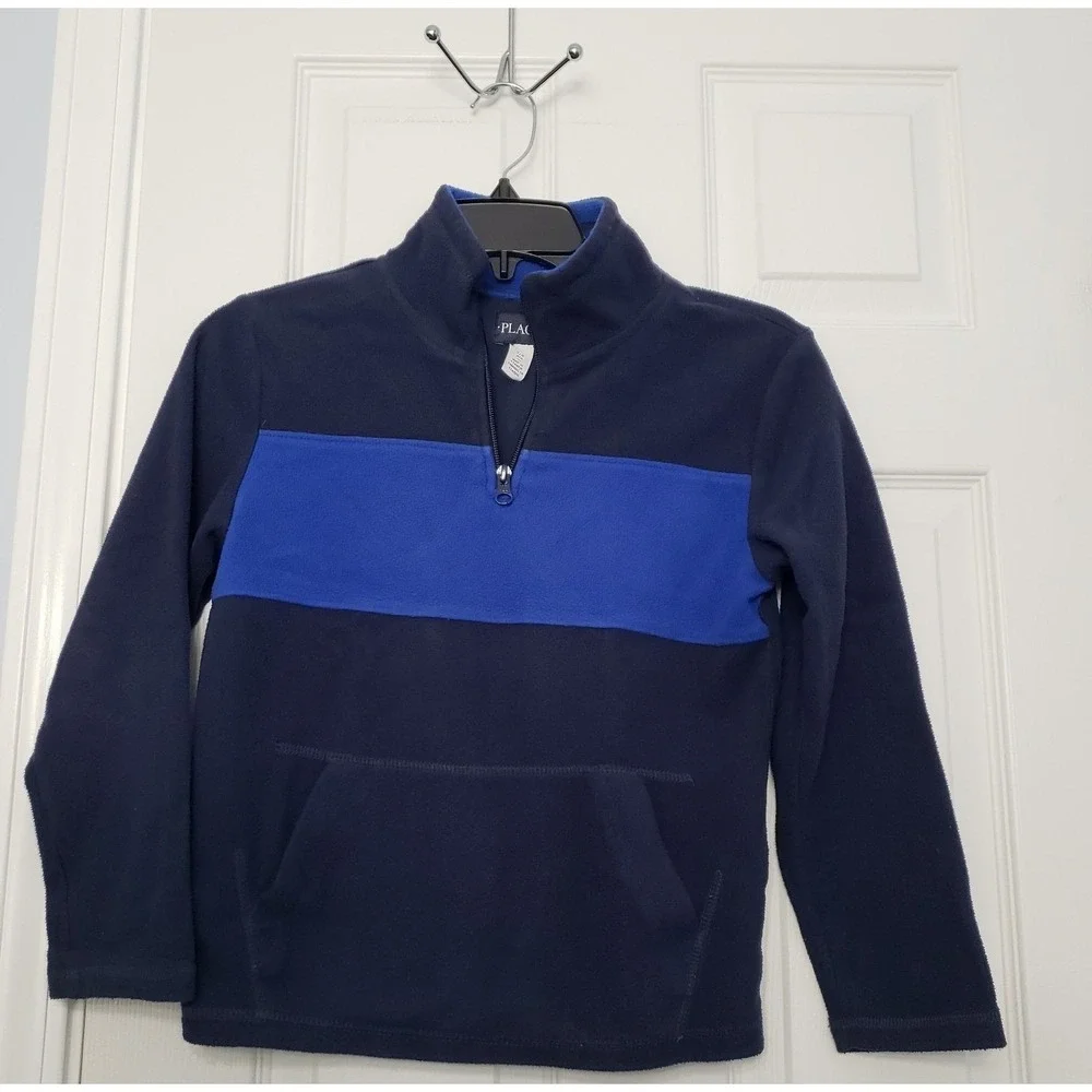 Place Boys Fleece Jacket Size‎ 7/8. Blue and black 3/4 zipper